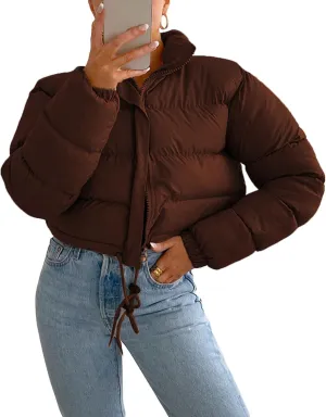Womens Warm Winter Coat Down Short Puffer Jacket Light Weight Windproof Jackets Packable Ultra with Pockets