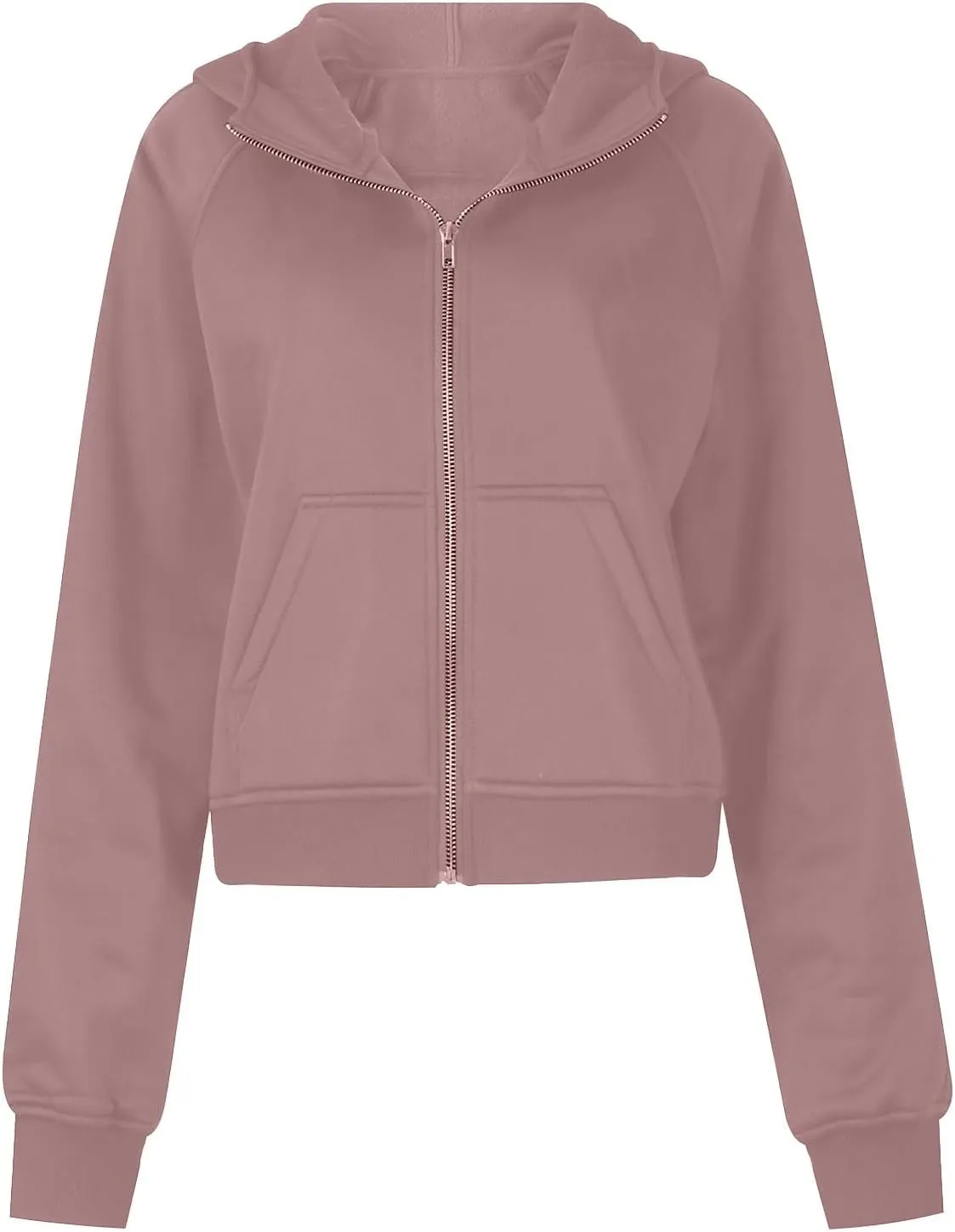 Womens Zip Up Cropped Hoodies Fleece Full Zipper Sweatshirts Pullover Winter Clothes Sweater Heavy Jackets for
