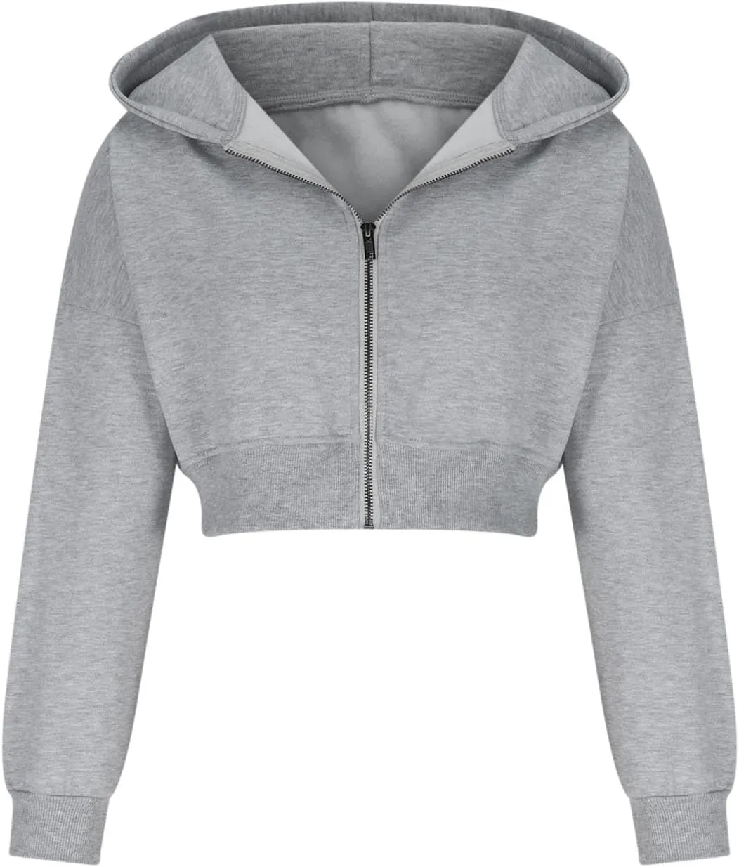 Women's Zip Up Cropped Hoodies Fleece Lined Hooded Sweatshirt Long Sleeve Sweatshirts Workout Short Sweater Comfy Top