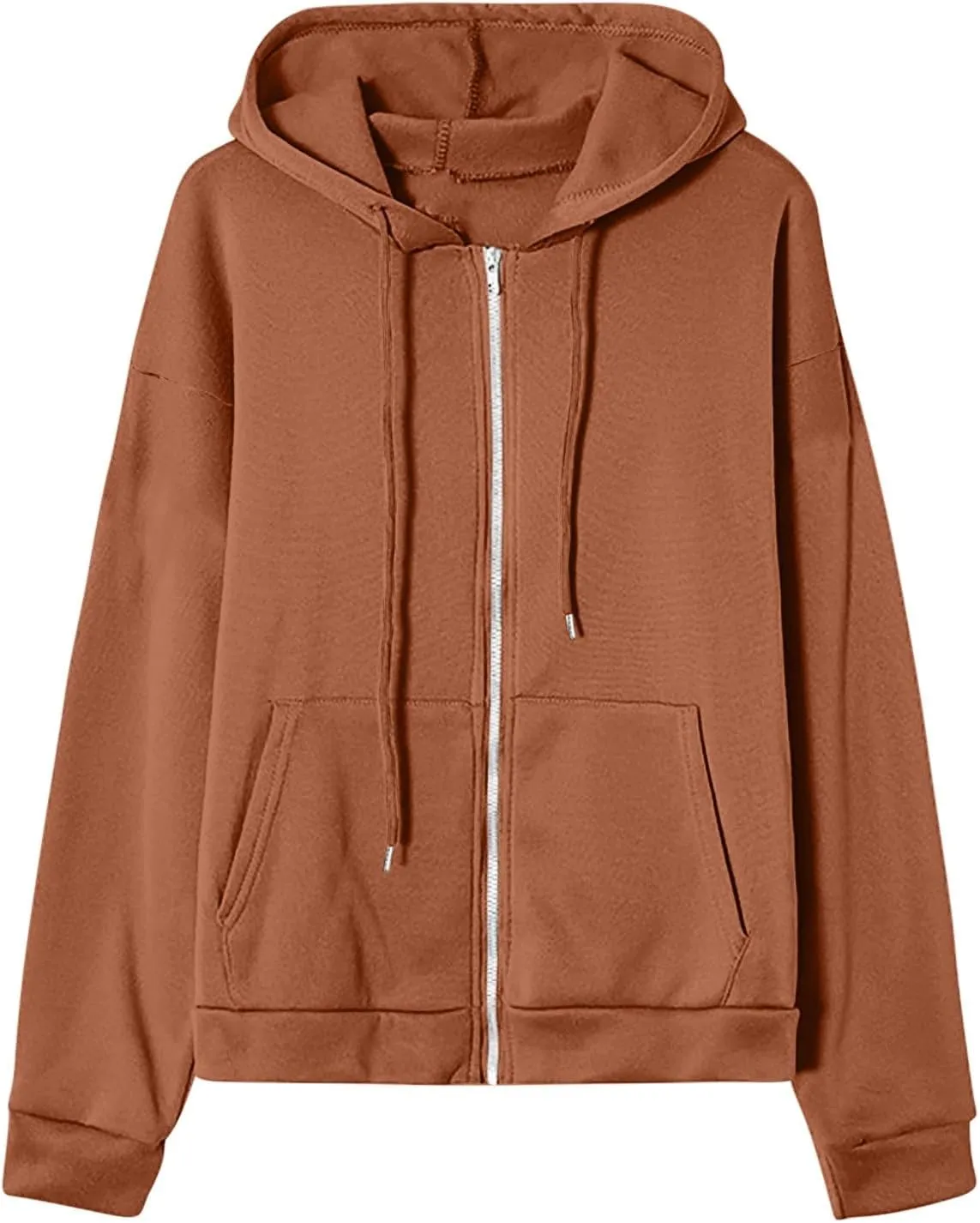 Women's Zip Up Hoodies Casual Fall Fashion Oversized Sweatshirts Y2K Teen Girl Cute Long Sleeve Jackets with Pockets