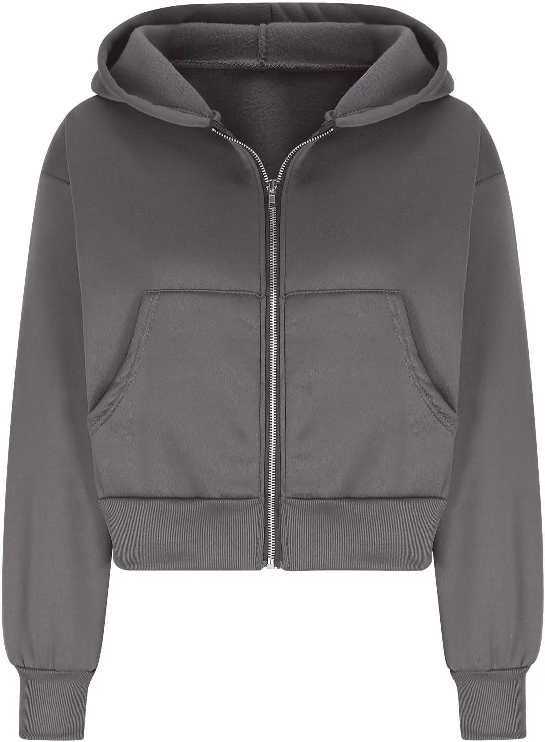 XUNRYAN Womens Cropped Hoodies Winter Coats Lightweight Thin Fleece Jackets Hooded Warm Sweatshirts Outerwear Y2K Clothes