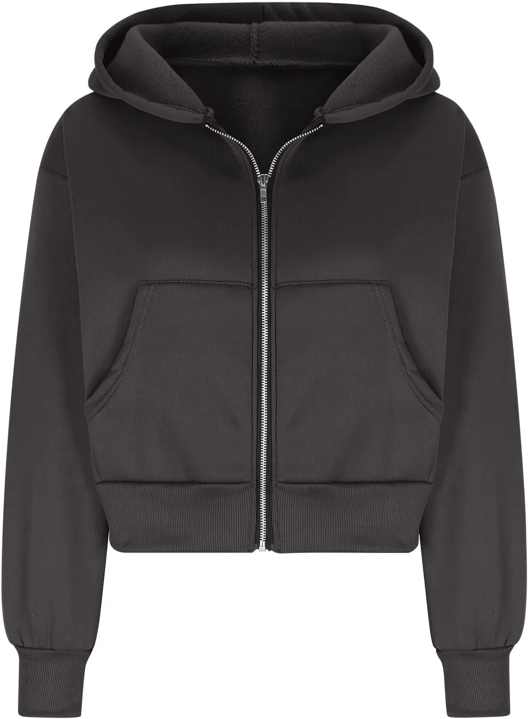 XUNRYAN Womens Cropped Hoodies Winter Coats Lightweight Thin Fleece Jackets Hooded Warm Sweatshirts Outerwear Y2K Clothes