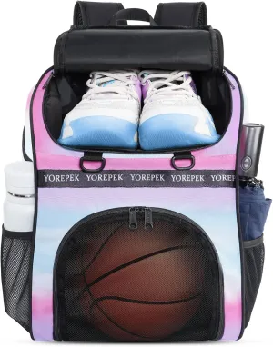 YOREPEK Basketball Bag, Large Basketball Backpack with Shoe Compartment and Ball Holder for daughter son, Water Resistant for Sport Training Equipment Fits Volleyball Gym Pink