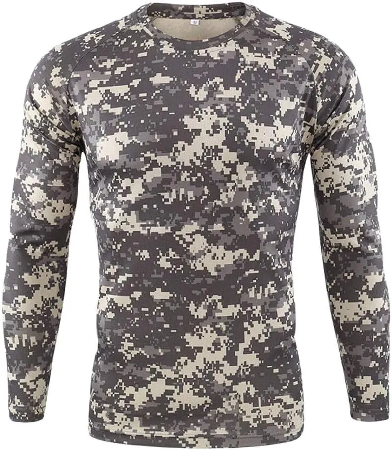 ZYXTIM Men's Dry-Fit Hiking Shirts Rash Guard Shirts Long Sleeve Camoflage Lightweight Active Sports Gym Workout Tee Shirts