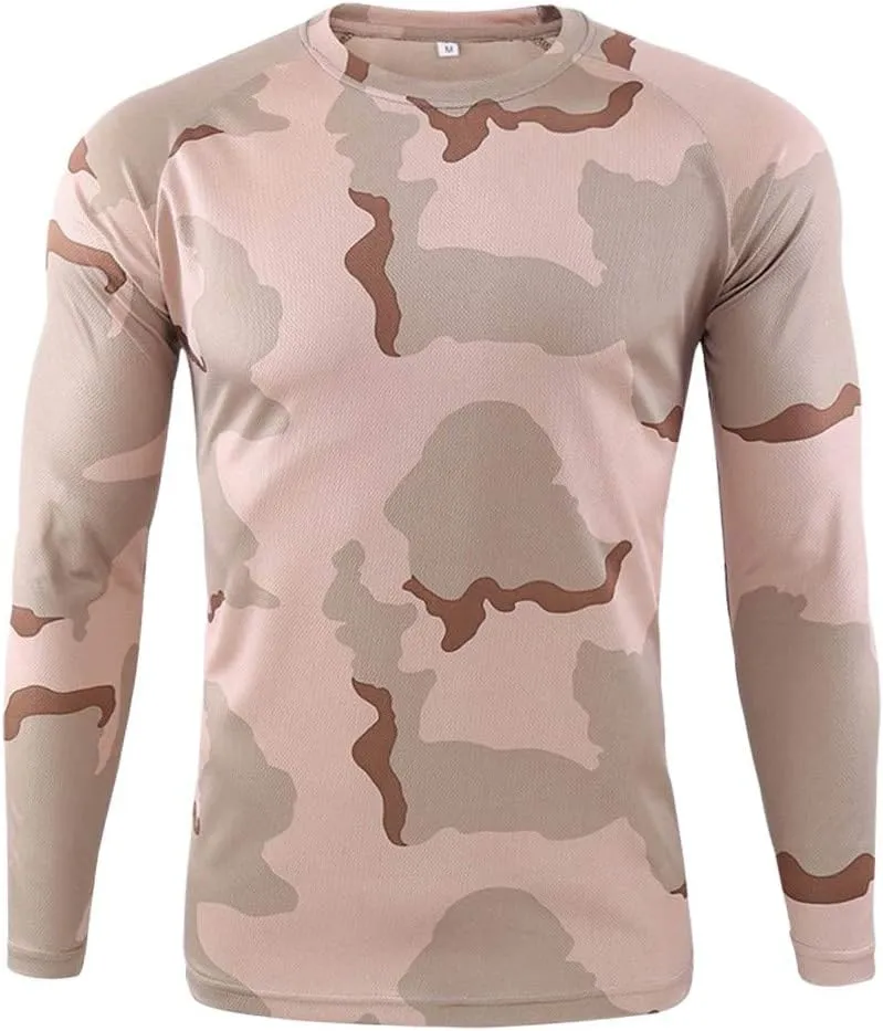 ZYXTIM Men's Dry-Fit Hiking Shirts Rash Guard Shirts Long Sleeve Camoflage Lightweight Active Sports Gym Workout Tee Shirts