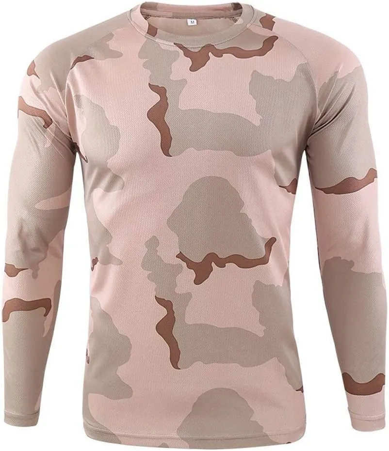 ZYXTIM Men's Dry-Fit Hiking Shirts Rash Guard Shirts Long Sleeve Camoflage Lightweight Active Sports Gym Workout Tee Shirts