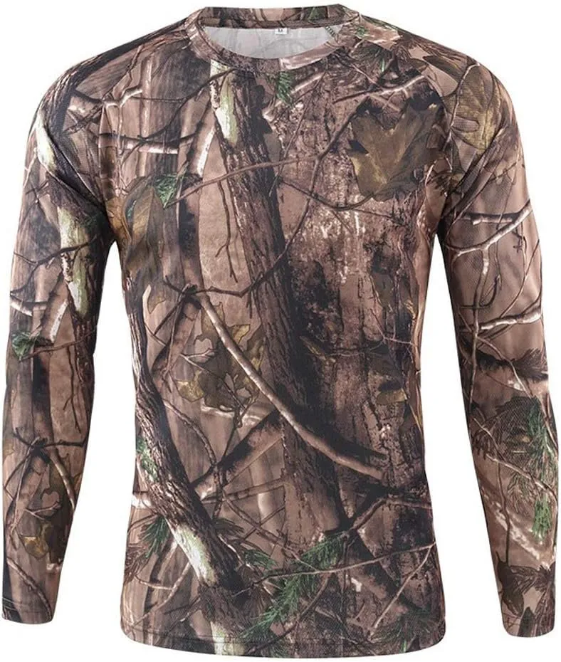 ZYXTIM Men's Dry-Fit Hiking Shirts Rash Guard Shirts Long Sleeve Camoflage Lightweight Active Sports Gym Workout Tee Shirts