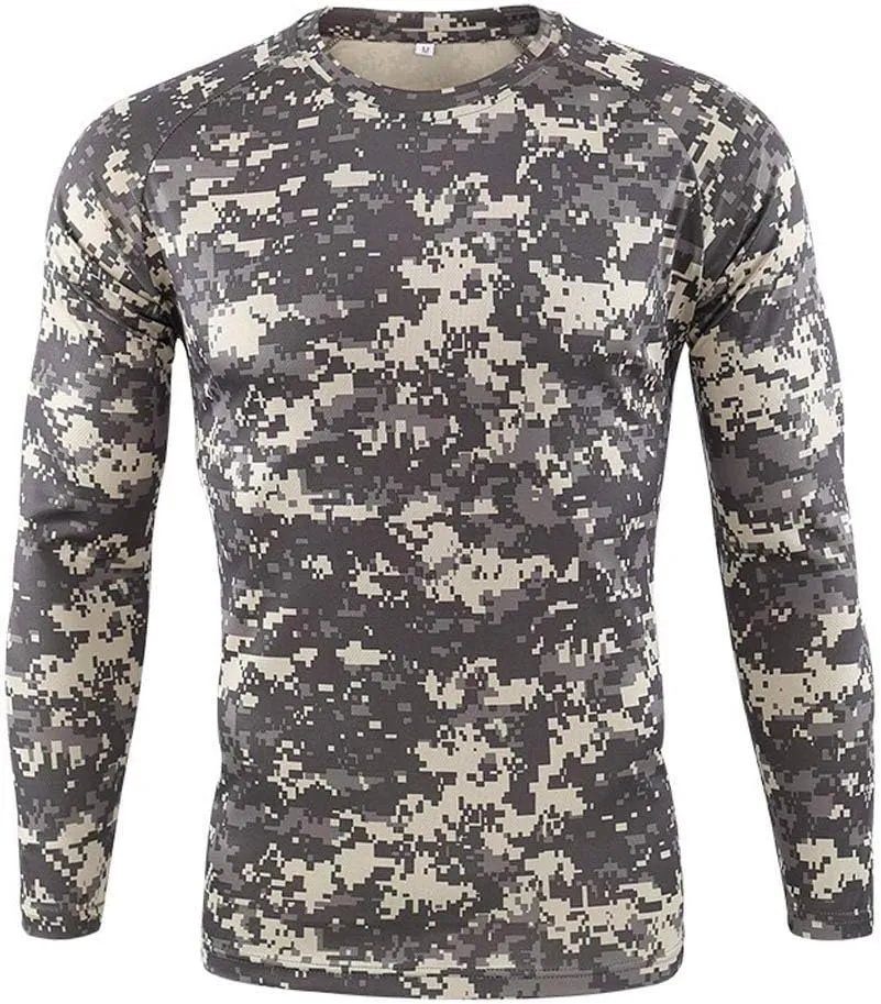 ZYXTIM Men's Dry-Fit Hiking Shirts Rash Guard Shirts Long Sleeve Camoflage Lightweight Active Sports Gym Workout Tee Shirts