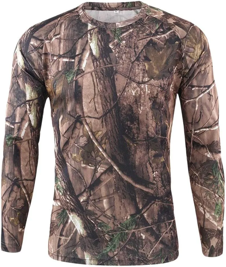 ZYXTIM Men's Dry-Fit Hiking Shirts Rash Guard Shirts Long Sleeve Camoflage Lightweight Active Sports Gym Workout Tee Shirts